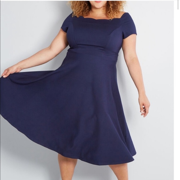 Anthropologie Dresses & Skirts - ModCloth Timeless Favorite Navy Scallop Dress